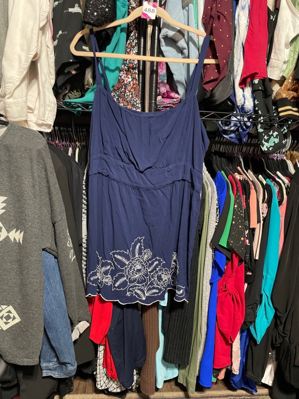 #488 size 4 torrid (vintage tag) cami w/ adjustable Straps & embroidered hem